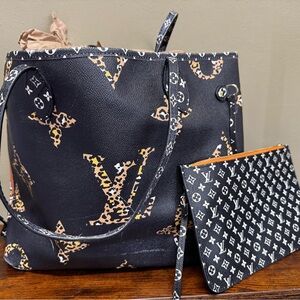 Inspired limited edition Black and Brown Tote Bag with Iconic jungle Design